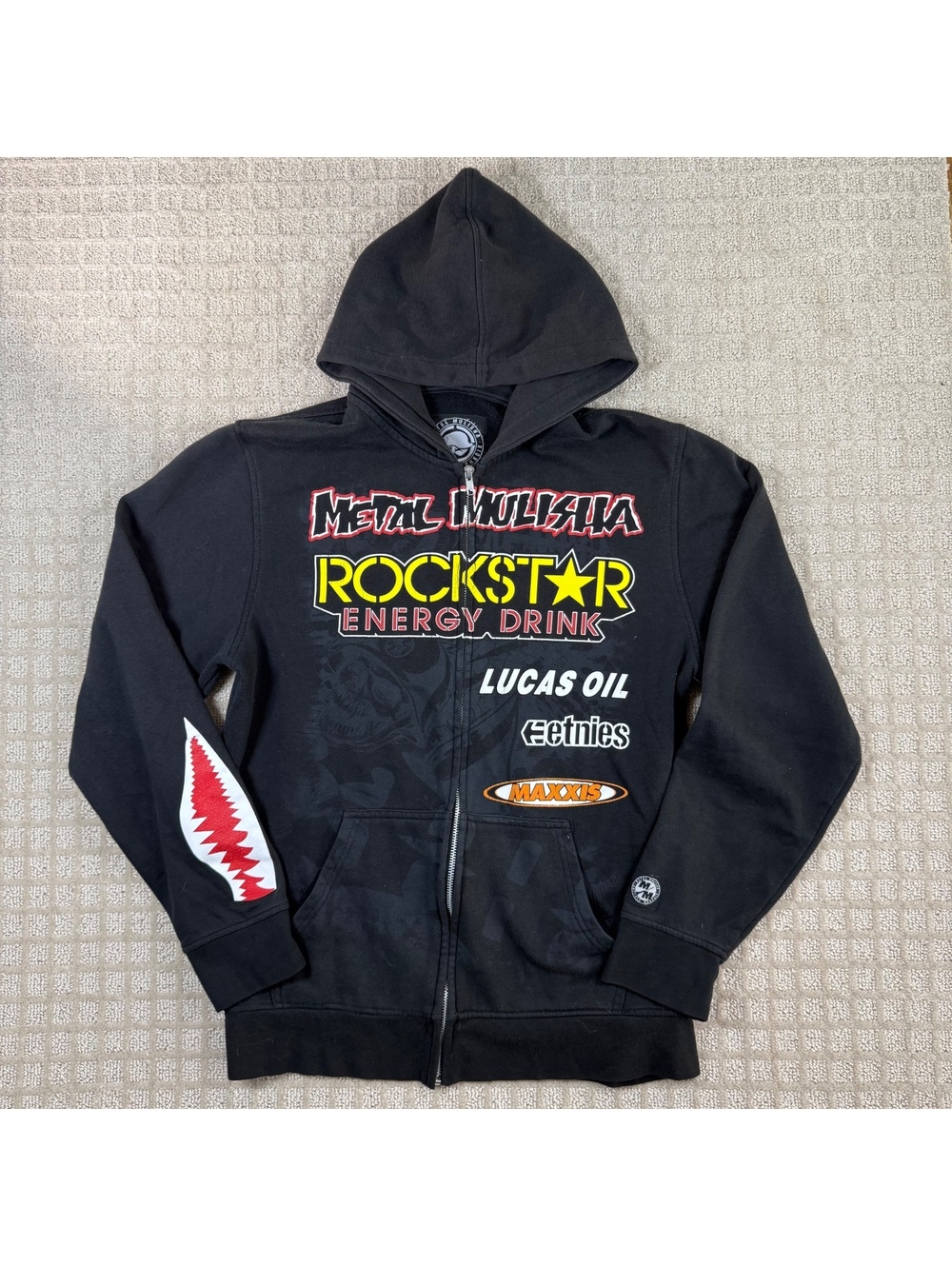 Y2K Metal Mulisha Rockstar Zip Up Hoodie Size Medium